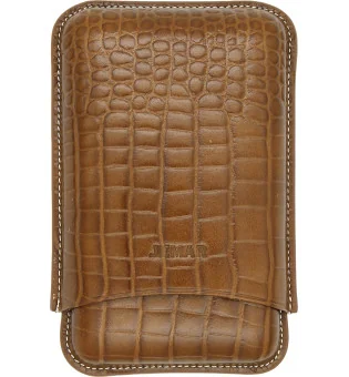 Jemar雪茄皮套盒可装三支雪茄 - 鳄鱼纹浅棕色 464/3