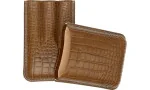 Jemar雪茄皮套盒可装三支雪茄 - 鳄鱼纹浅棕色 464/3