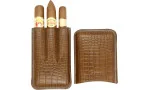 Jemar雪茄皮套盒可装三支雪茄 - 鳄鱼纹浅棕色 464/3