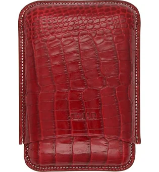 Jemar雪茄皮套盒可装三支雪茄 - 鳄鱼纹红色 464/3