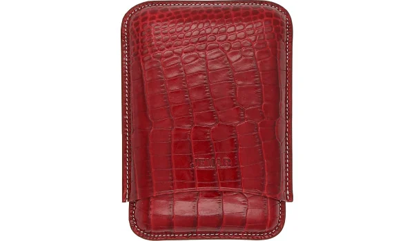 Jemar雪茄皮套盒可装三支雪茄 - 鳄鱼纹红色 464/3