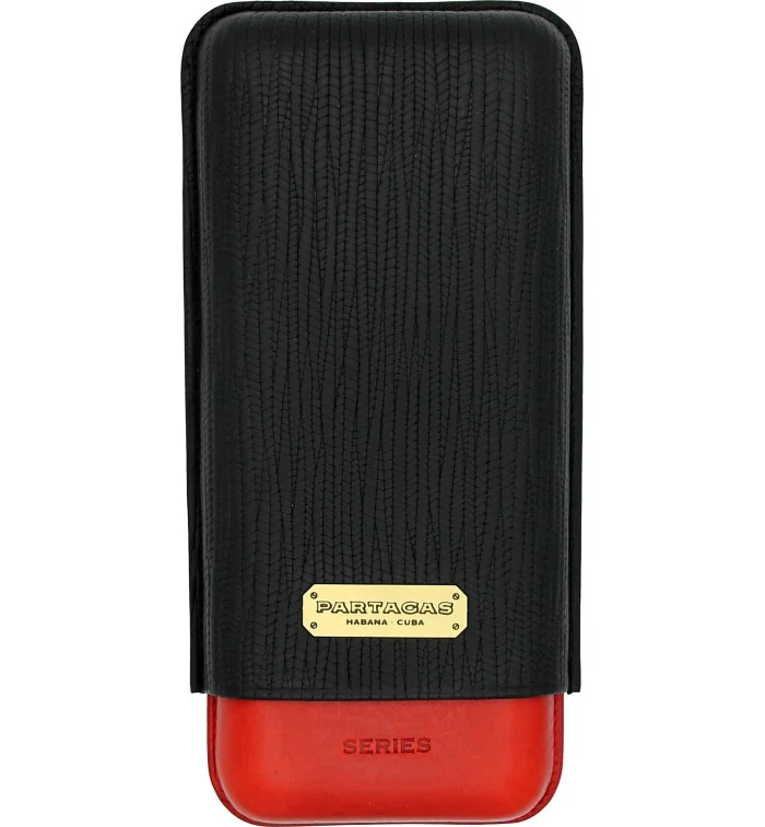 帕特加斯雪茄保湿盒皮套可放置3支雪茄 - 黑色/红色 图片 2