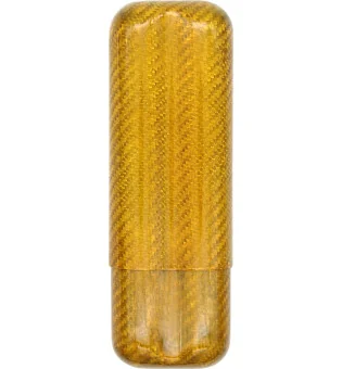 金色碳纤维雪茄盒可装 57 环径的雪茄 2 支