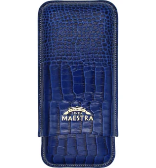 帕特加斯经典雪茄皮套盒可放置3支雪茄 - 蓝色