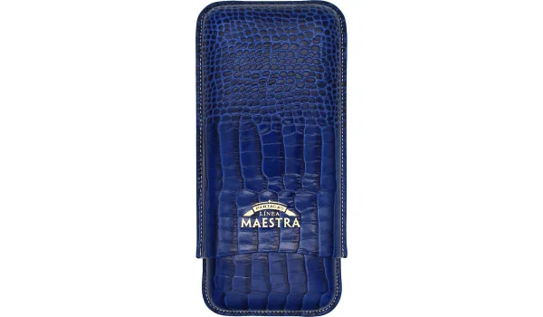 帕特加斯经典雪茄皮套盒可放置3支雪茄 - 蓝色